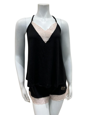 Flora Nikrooz Q80925 Black Floretta Knit Cami Pj's Set myselflingerie.com